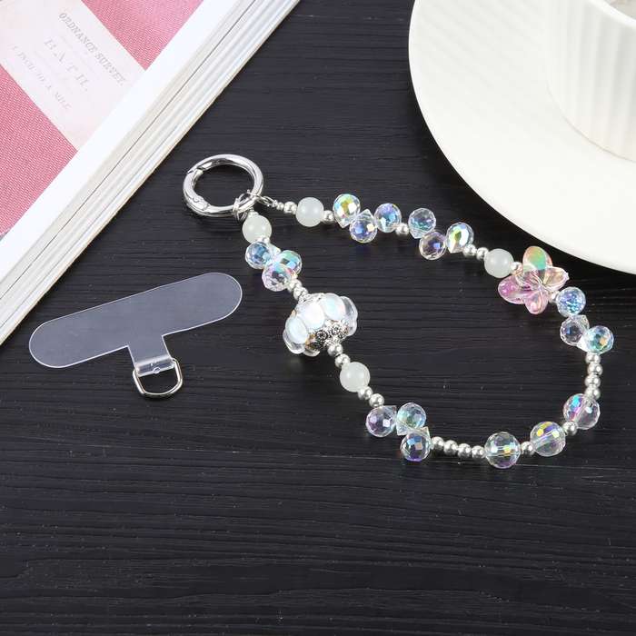Transparent Lantern Bling Beads Chain Anti-lost Short Lanyard(Purple)