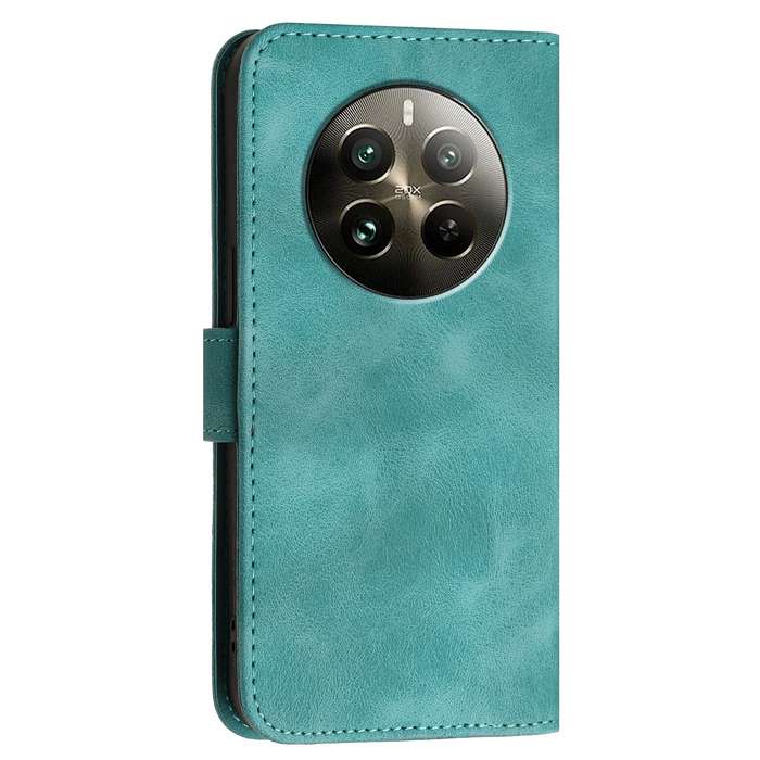 For Realme 12 Pro+ 5G Global YX0080 Grid Butterfly Embossed Pattern Flip Leather Phone Case wit