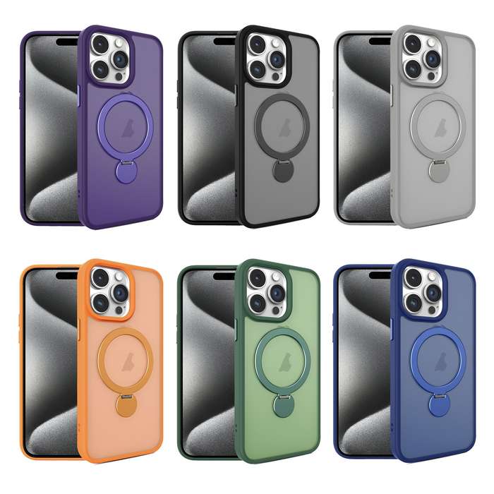 For iPhone 12 Pro 360 Degree Rotating MagSafe Magnetic Bracket Frosted Phone Case(Royal Blue)