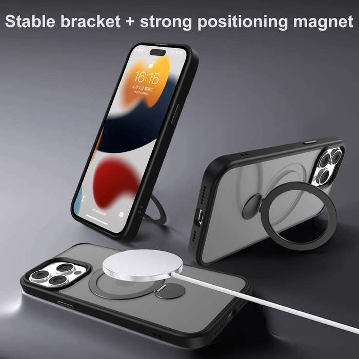 For iPhone 12 Pro 360 Degree Rotating MagSafe Magnetic Bracket Frosted Phone Case(Royal Blue)