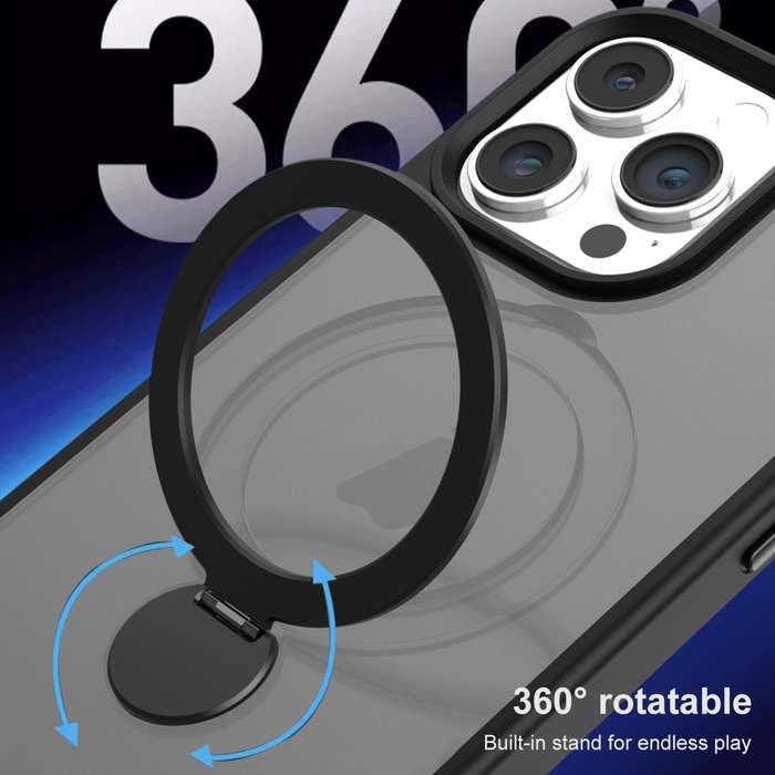 For iPhone 12 Pro 360 Degree Rotating MagSafe Magnetic Bracket Frosted Phone Case(Royal Blue)