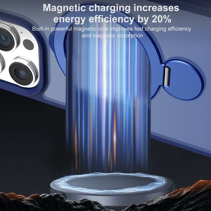 For iPhone 12 Pro 360 Degree Rotating MagSafe Magnetic Bracket Frosted Phone Case(Royal Blue)