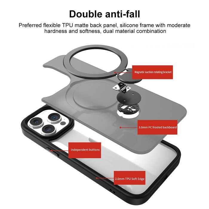 For iPhone 12 Pro 360 Degree Rotating MagSafe Magnetic Bracket Frosted Phone Case(Royal Blue)