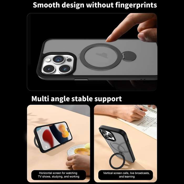 For iPhone 12 Pro 360 Degree Rotating MagSafe Magnetic Bracket Frosted Phone Case(Royal Blue)