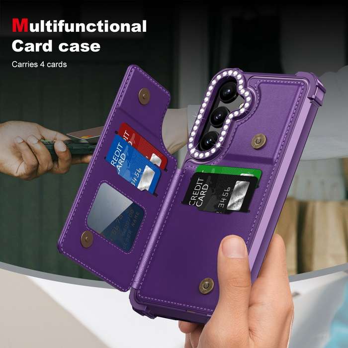 For Samsung Galaxy S24 5G Diamond Horizontal Card Bag Leather Phone Case(Purple)
