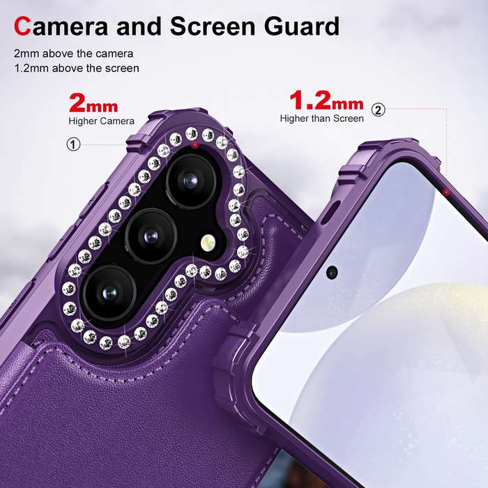 For Samsung Galaxy S24 5G Diamond Horizontal Card Bag Leather Phone Case(Purple)
