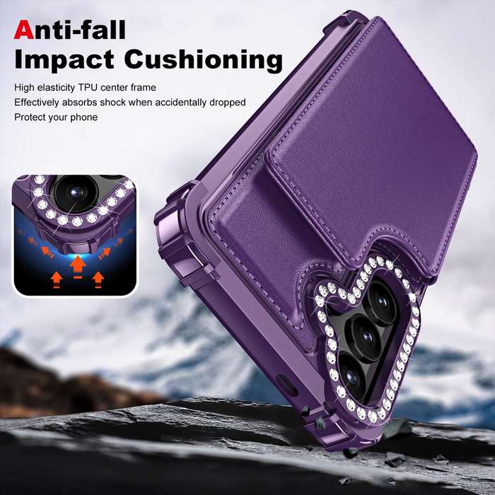 For Samsung Galaxy S24 5G Diamond Horizontal Card Bag Leather Phone Case(Purple)