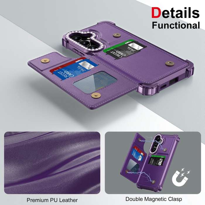 For Samsung Galaxy S24 5G Diamond Horizontal Card Bag Leather Phone Case(Purple)
