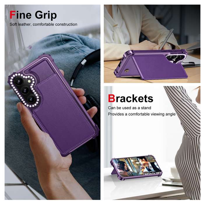 For Samsung Galaxy S24 5G Diamond Horizontal Card Bag Leather Phone Case(Purple)