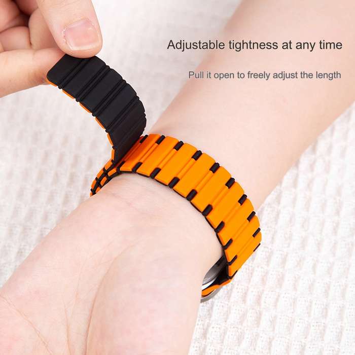 For Apple Watch Series 3 42mm Two-color Magnetic Silicone Watch Band(Starlight Orange)