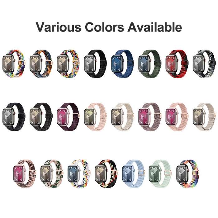 For Apple Watch Series 7 41mm Slim Magnetic Buckle Nylon Braided Watch Band(Camouflage Colorful