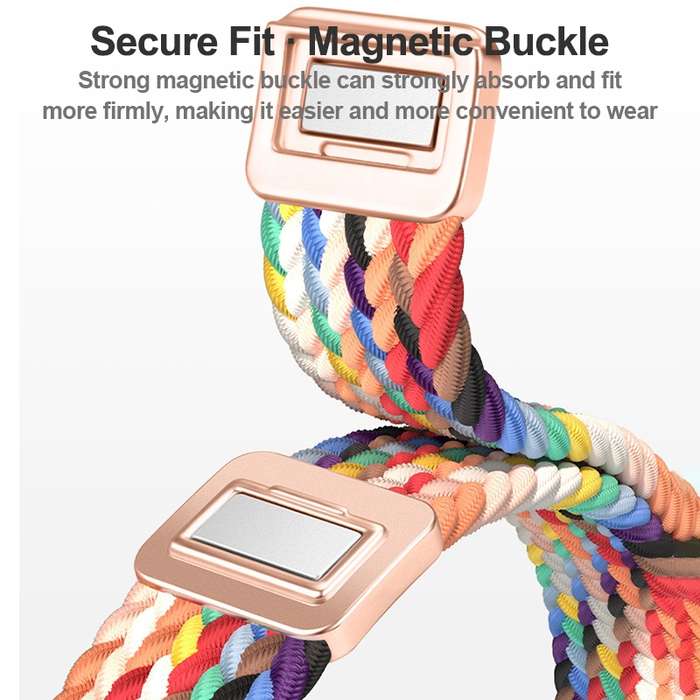 For Apple Watch Series 7 41mm Slim Magnetic Buckle Nylon Braided Watch Band(Camouflage Colorful