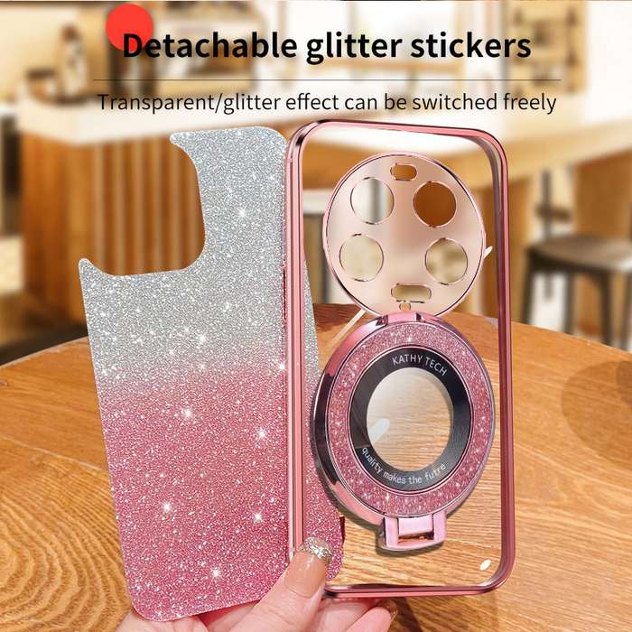 For Xiaomi 13 Ultra Plated Gradient Glitter Round Holder TPU Phone Case(Purple)