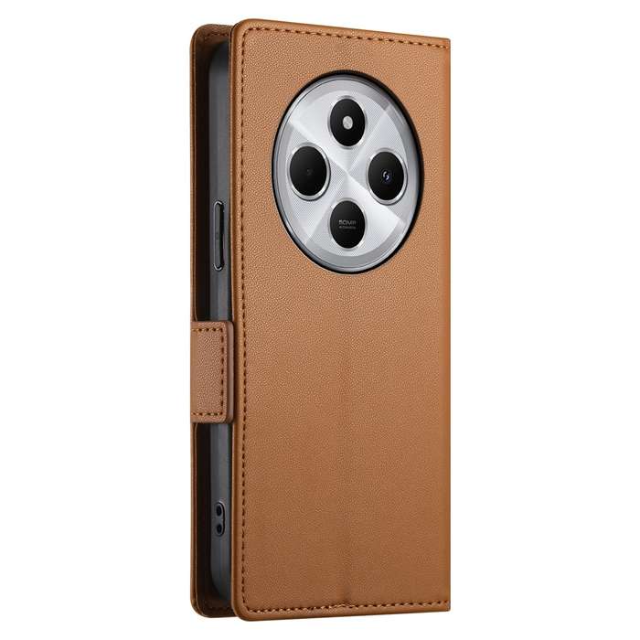 For Redmi 14C 4G Side Buckle Magnetic Frosted Leather Phone Case(Rose Gold)