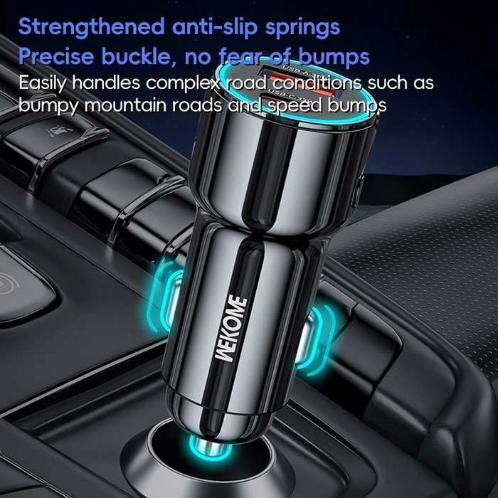 WEKOME WP-C49 Pop Digital Series USB, USB-C / Type-C 63W Fast Car Charger(Tarnish)