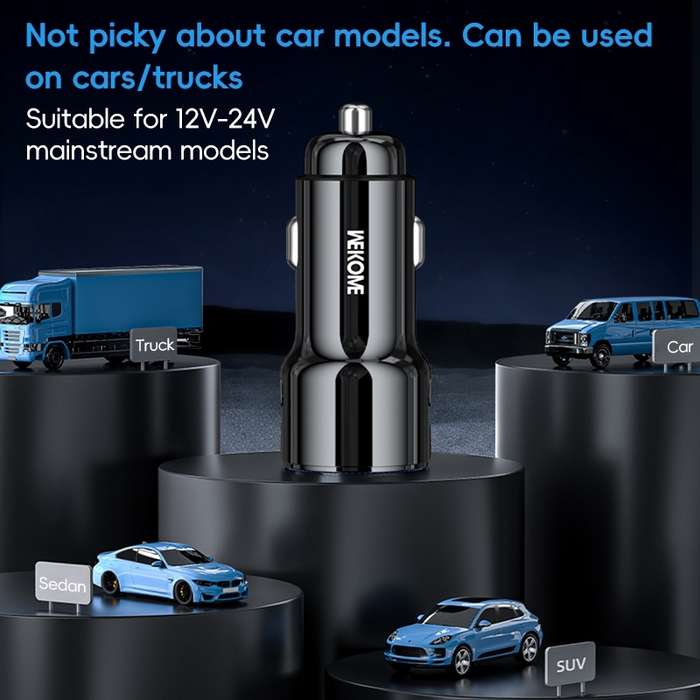 WEKOME WP-C49 Pop Digital Series USB, USB-C / Type-C 63W Fast Car Charger(Tarnish)
