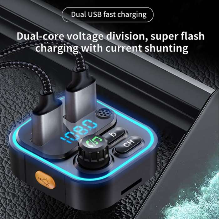 WEKOME WP-C52 Pop Digital Series MP3 Wireless Fast Charging Car Charger(Black)