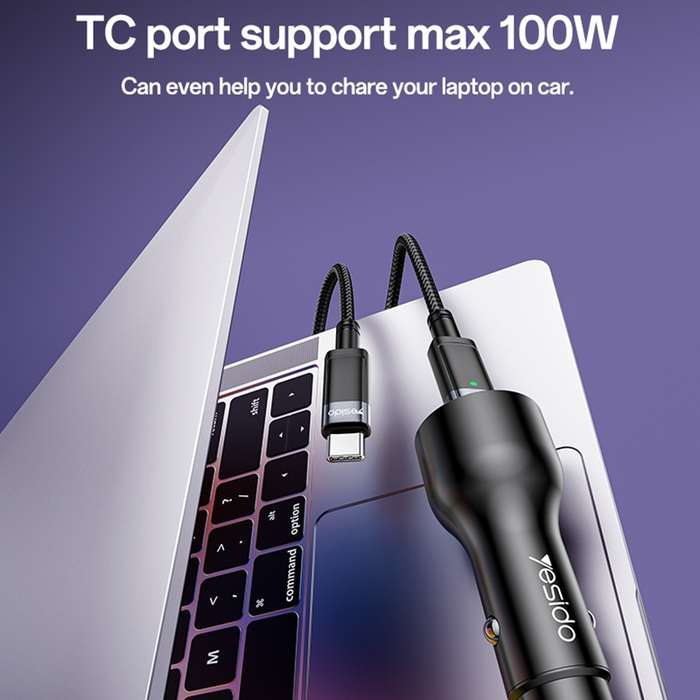 Yesido Y65 PD100W Type-C + QC18W USB Super Fast Car Charger(Black)