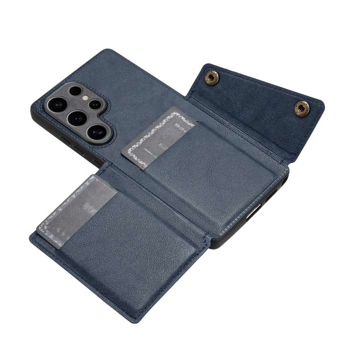 For Samsung Galaxy S25 Ultra 5G Double Buckle Card Slots Magnetic Phone Case(Black)