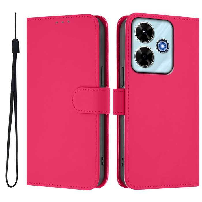 For Redmi 13 4G Global / 13 5G Global Skin Feel Solid Color Leather Phone Case with Lanyard(Brown)