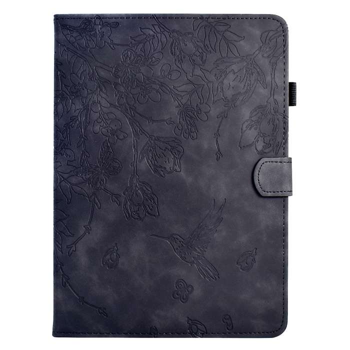For iPad mini 6 Flowers and Bird Embossed Smart Leather Tablet Case(Brown)