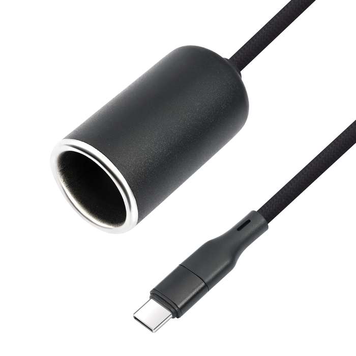 Type-C 5V to 12V Car Cigarette Lighter Socket Boost Cable with Voltage Display, Length:1m(Black)