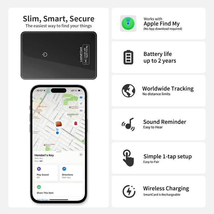 F9 Mirror Surface Ultra-thin Card Type Location Tracker Anti-lost Device(Black)
