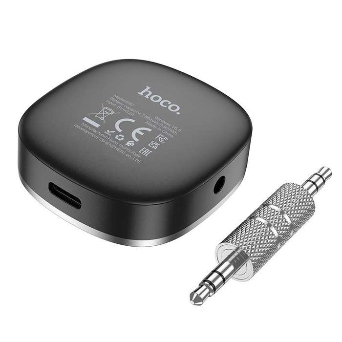 hoco E80 Travel Car AUX Bluetooth Receiver(Black)