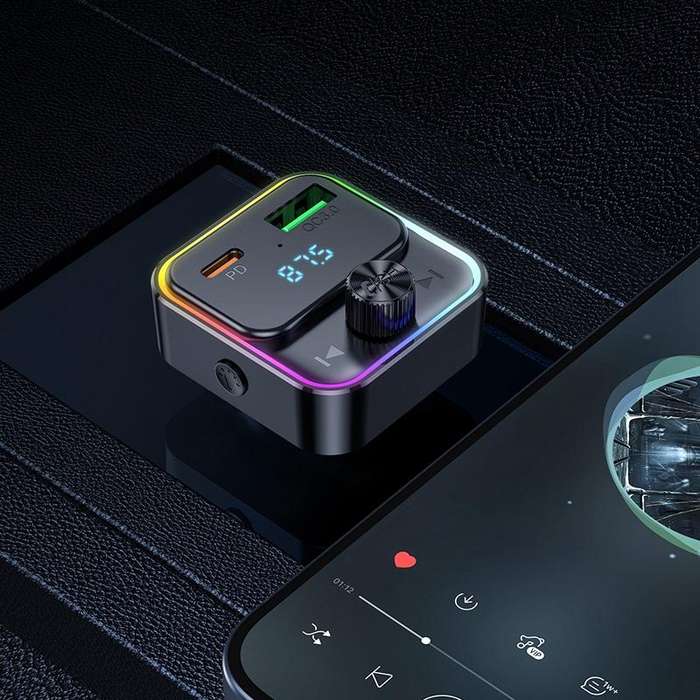 hoco E81 Fantasy PD 30W and QC3.0 Car Bluetooth FM Transmitter(Black)