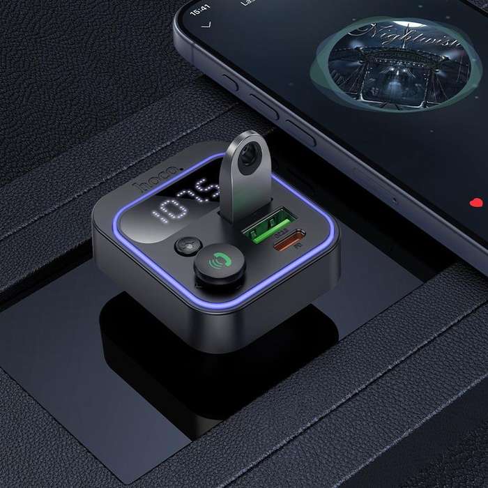 hoco E85 Tiger PD 20W and QC 3.0 Car Bluetooth FM Transmitter(Black)