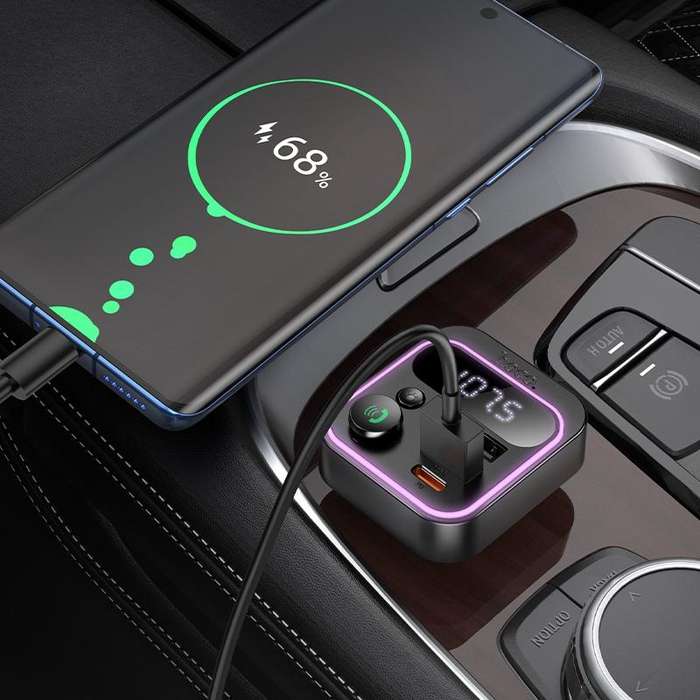 hoco E85 Tiger PD 20W and QC 3.0 Car Bluetooth FM Transmitter(Black)