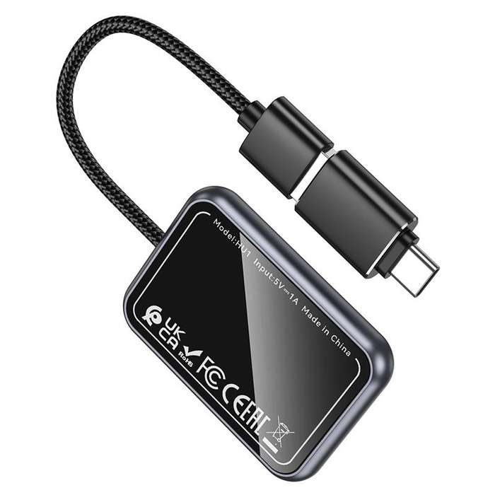 hoco HU1 Way Car Wireless CarPlay Adapter(Grey)