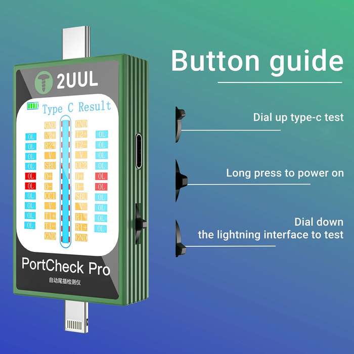 2uul PW31 PortCheck Pro 5V / 2A Type-C / Lighting Interface Automatic Tail Plug Detector