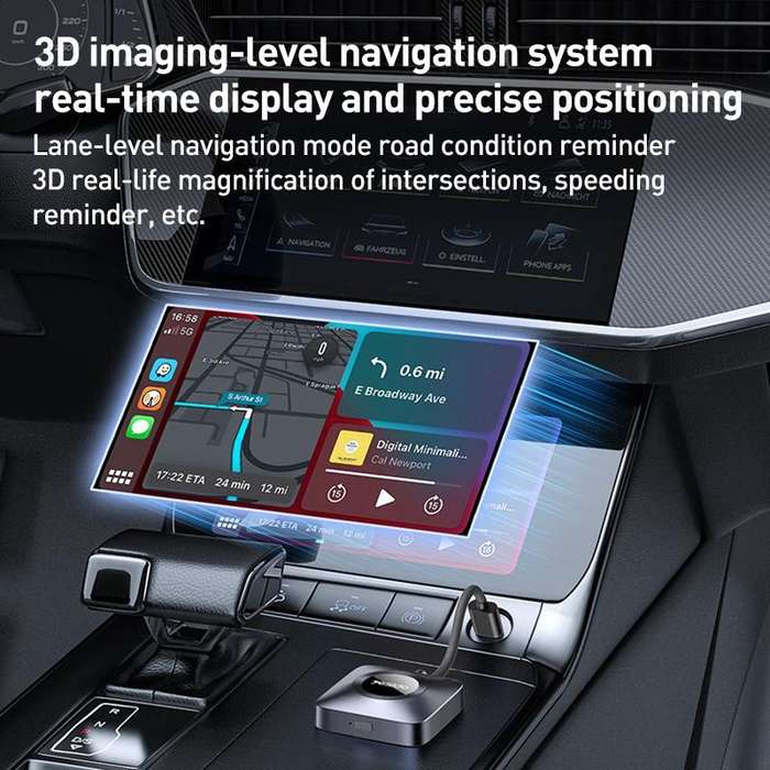 Yesido KM23 Wireless CarPlay with USB to Type-C Adapter(Grey)