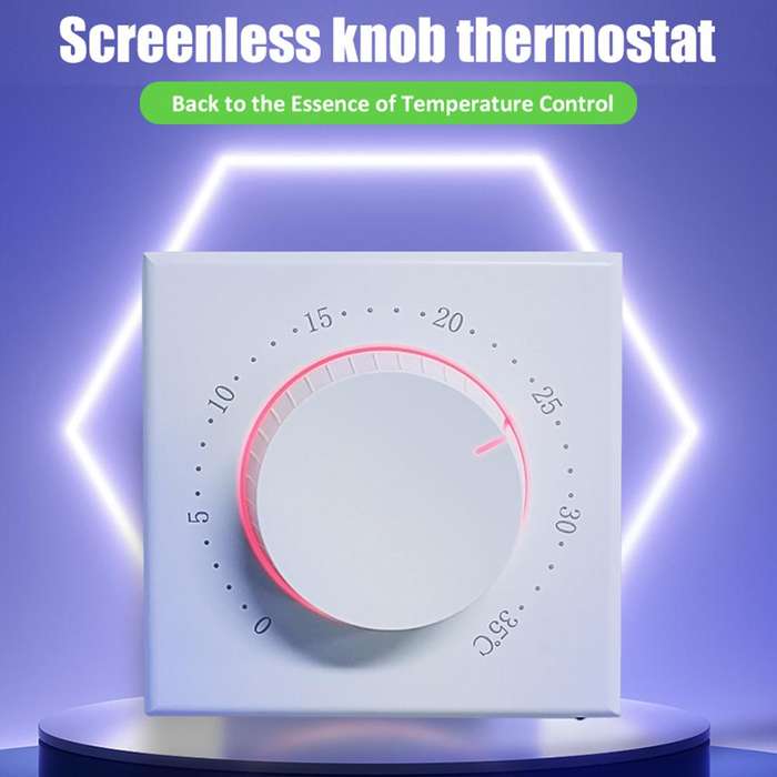 BHT-101GBL Electric Heating Smart Home Screenless Knob Thermostat with Dual Color LED Indicator(Whit