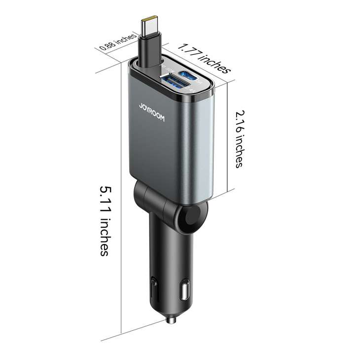 JOYROOM JR-CCL07 3 in 1 Retractable Car Charger(Dark Gray)