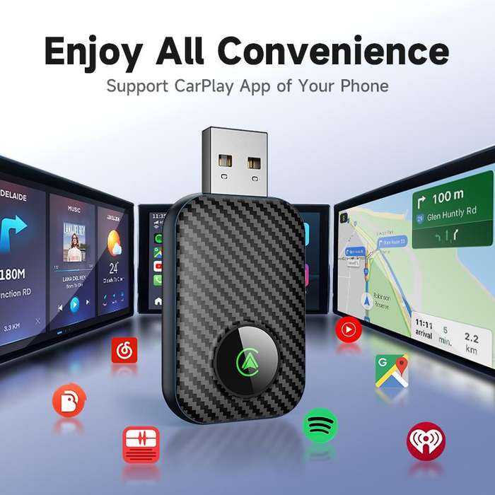 2 in 1 USB Wired to Wireless Car CarPlay / Android Box Adapter, with USB and Type-C Cable(Black)
