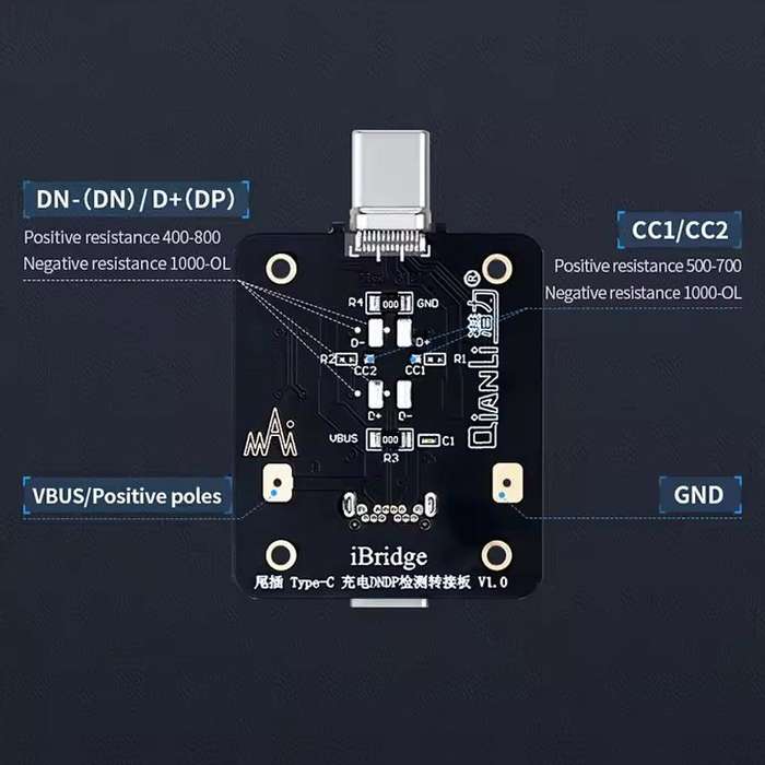 QianLi iBridge Tail Plug Charging DNDP Detection Epitaxial Board, Model:8 Pin