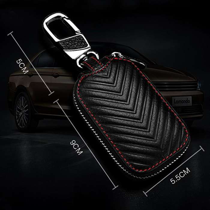 Litchi Grain PU Leather Universal Car Key Case(Brown)