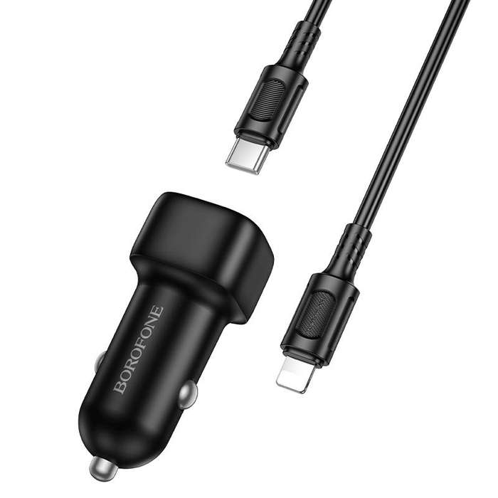 BOROFONE BZ34A Cloud PD20W Type-C Car Fast Charger Set, with 1m Type-C to 8 Pin Cable(White)
