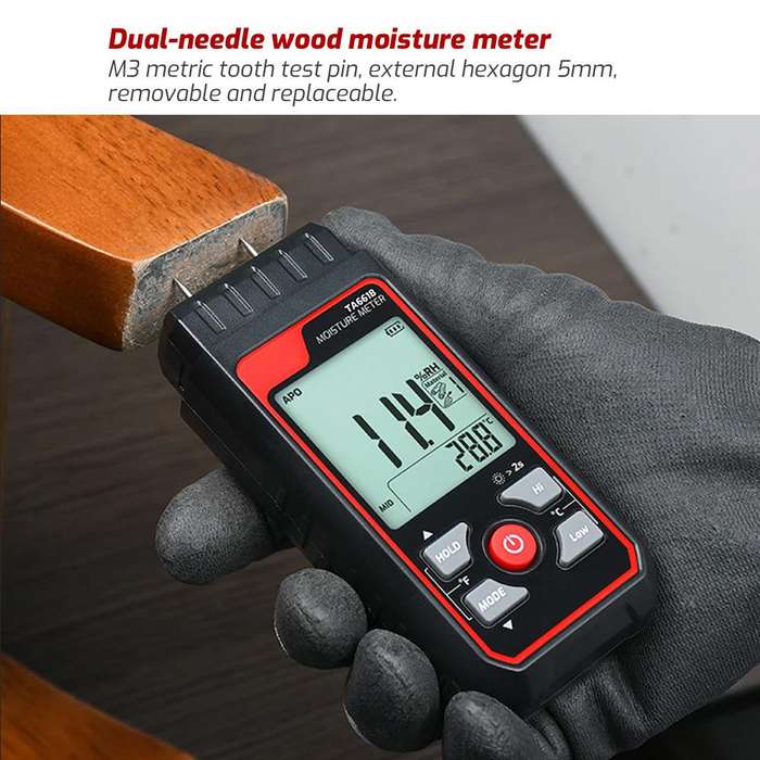 TASI TA661B Wood Moisture Meter Quickly Measure Moisture Content Tester Temperature Humidity Detecto
