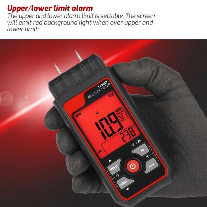 TASI TA661B Wood Moisture Meter Quickly Measure Moisture Content Tester Temperature Humidity Detecto