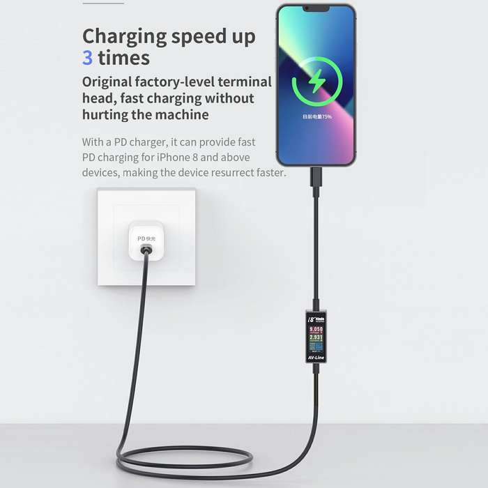 18 Kinds AV-Line Pro 1.2m Intelligent Detection Charging Data Cable, Interface:Type-C to 8 Pin