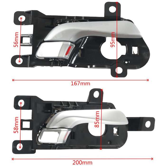 4pcs / Set Car Door Inside Handle for Hyundai Sante Fe 2013-2018(Black + Silver)