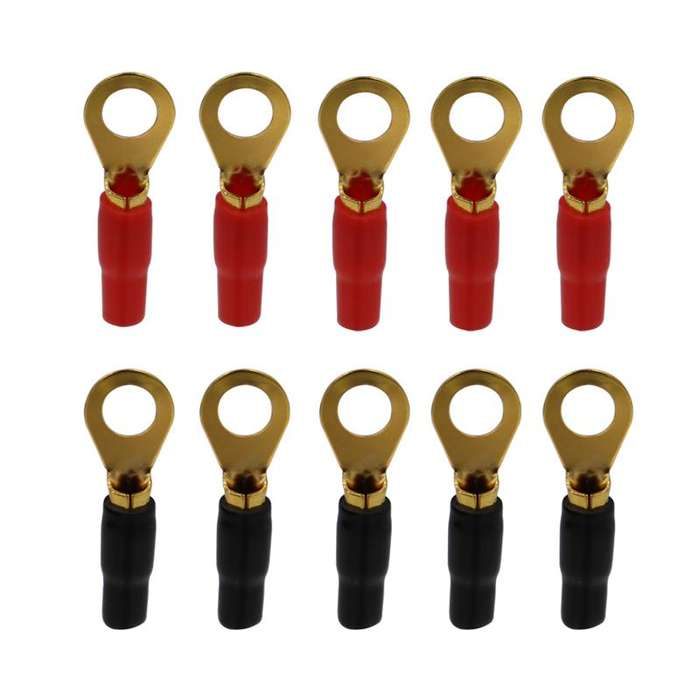 10 Pairs / Set 8GA Car Audio Modification Brass Terminal Crimp(Fork + Round)