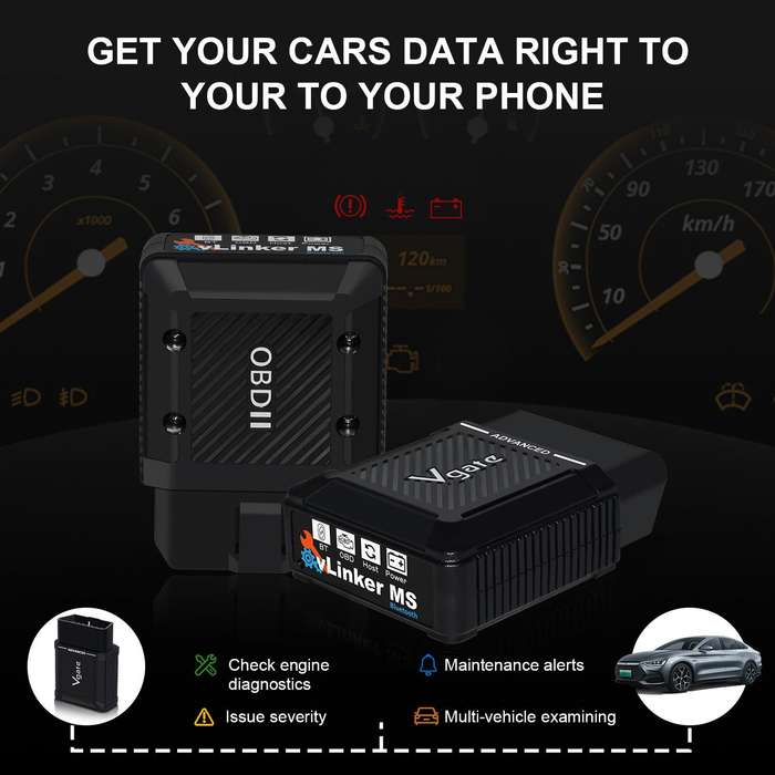 Vgate vLinker MS 12V / 24V Bluetooth Car OBD2 Scanner(Black)