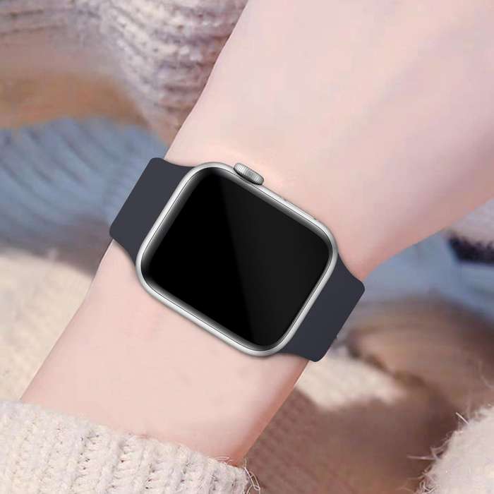 For Apple Watch Series 41mm Butterfly Buckle Silicone Watch Band with Film Integrated PC Cover(Midni