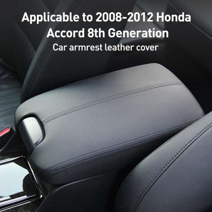 Car Central Armrest Box Protective Leather Cover for Honda Accord 8th Generation(Black)