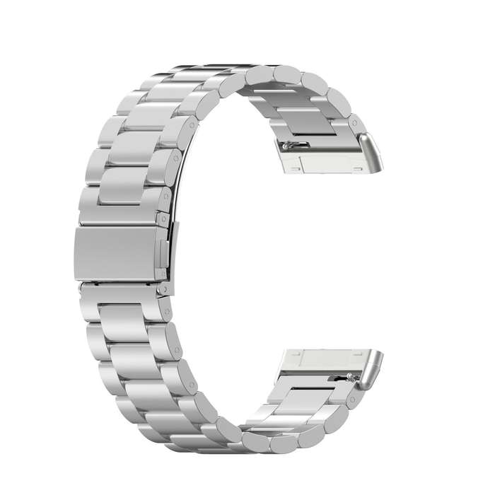 For Fitbit Versa 4 / 3 / Sense / Sense 2 Tri-beads Flat Buckle Titanium Alloy Watch Band(Silver)