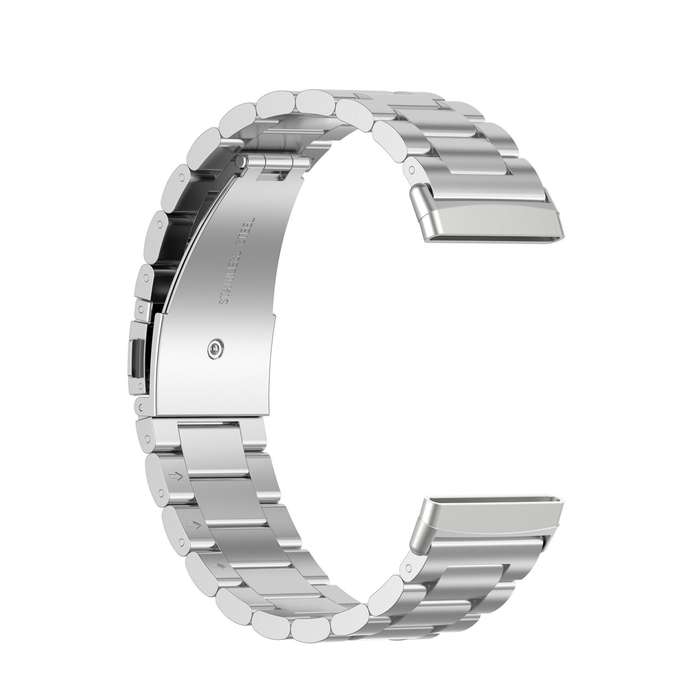 For Fitbit Versa 4 / 3 / Sense / Sense 2 Tri-beads Flat Buckle Titanium Alloy Watch Band(Silver)